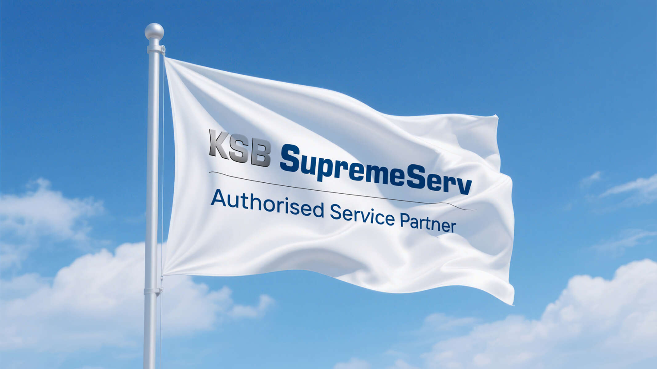 Flag with the branding of KSB’s authorised service partners