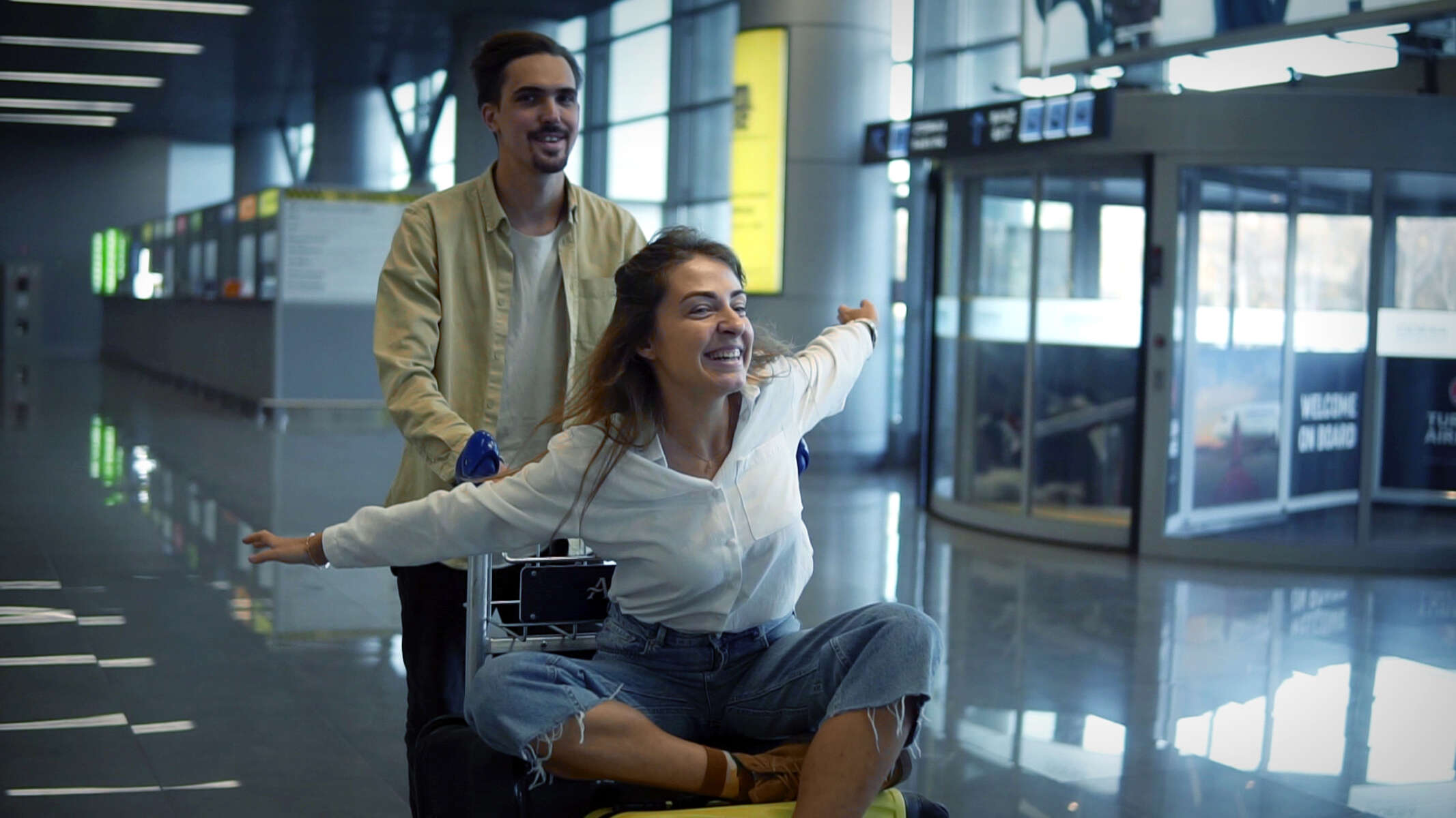 Ute and Klaus at the airport