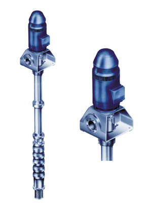 Abb. 1 Bohrlochwellenpumpe: Ausführung mit Hohlwellenmotor