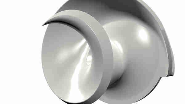 Schematic drawing of the newly developed diagonal single-vane impeller D-max