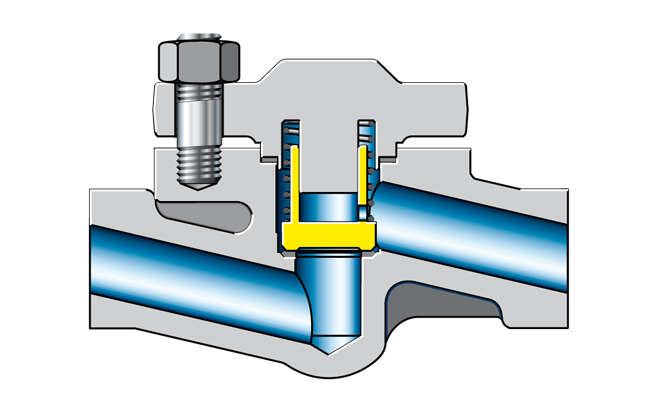 Fig. 4 Valve: Lift check valve with butt weld ends and spring-loaded valve disc