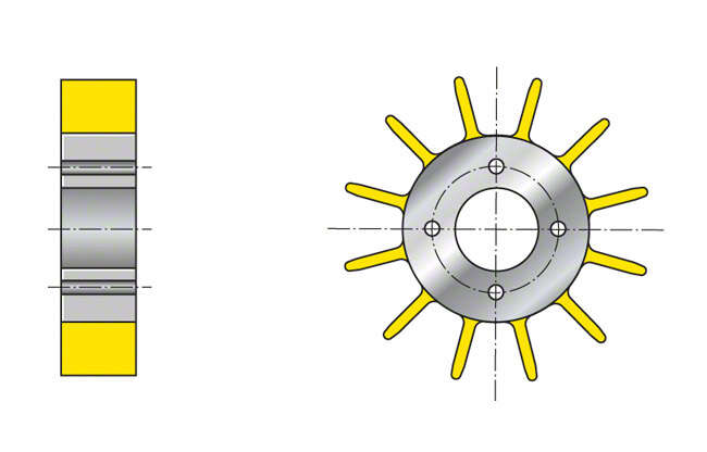 Fig. 2 Star impeller: Open star impeller for liquid ring pump