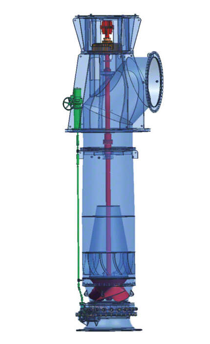 Fig. 2 Mixed flow pump: Tubular casing pump with pre-swirl control equipment