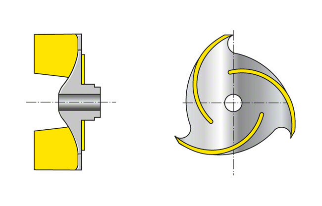 Gbr. 13 Impeller: Buka impeller tiga saluran dengan baling-baling silinder