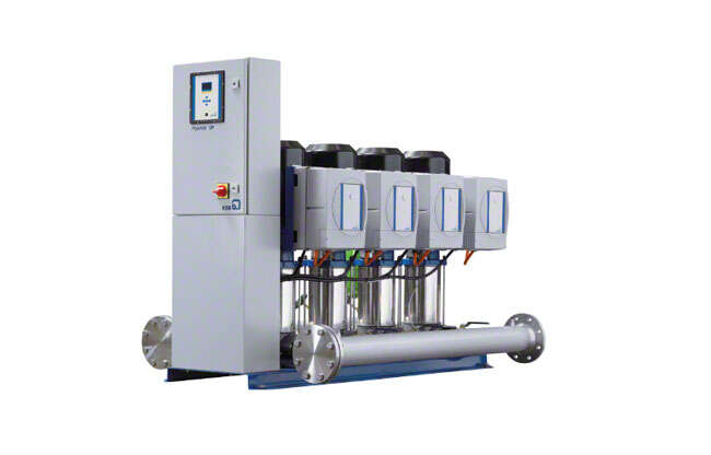 Fig. 2 Pressure booster system: Package system with four variable speed pumps, ready for installation