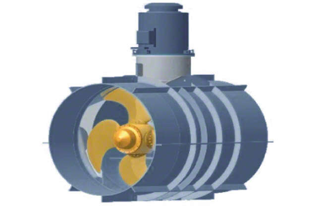 Fig. 1 Transverse thruster: Compact unit for installation in the transverse channel from above Fig. 1 Transverse thruster: Compact unit for installation in the transverse channel from above