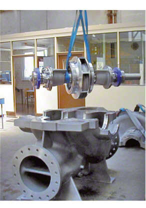 Fig. 11 Pump casing: Bottom casing half and rotor of a double-suction radial volute casing pump
