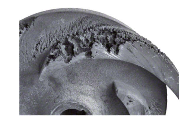 Fig. 9 Corrosion: Loss of material by cavitation corrosion