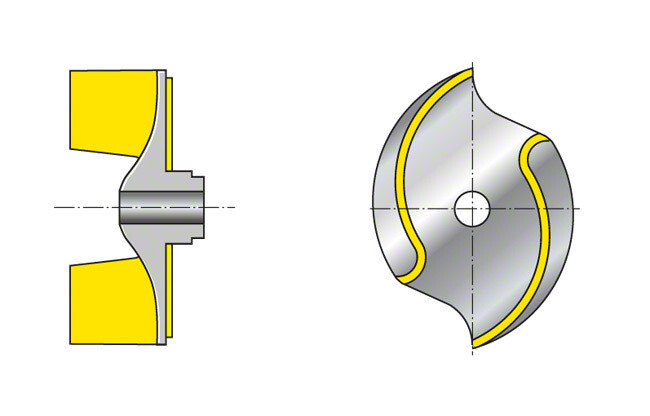 Gbr. 11 Impeller: Buka impeller dua saluran dengan baling-baling berbentuk S
