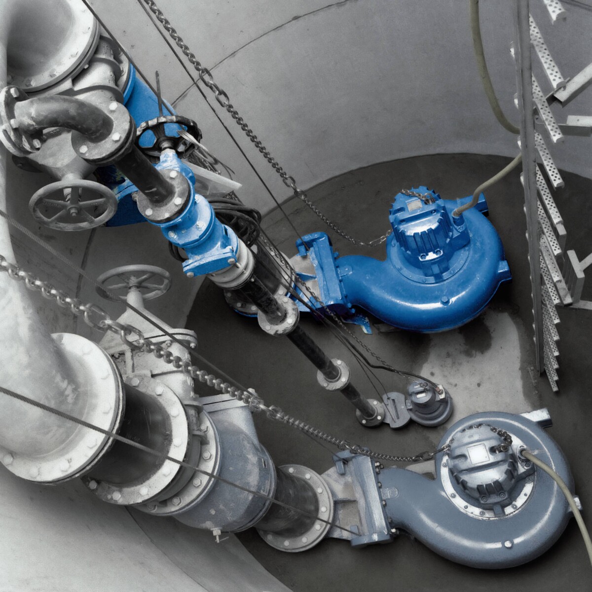 KSB waste water pumps in a collecting tank