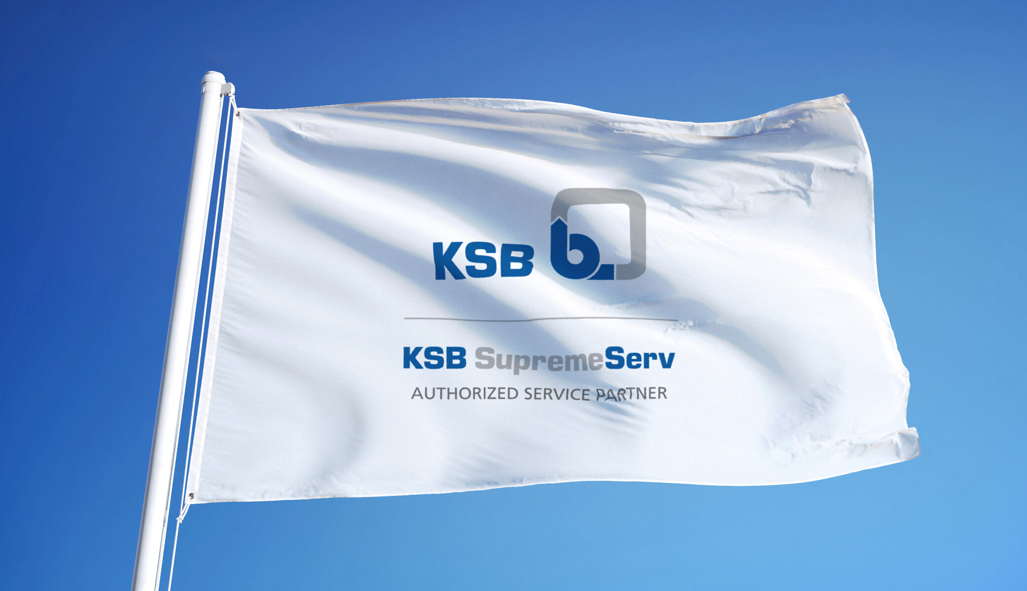 Valtuutetun KSB-huoltokumppanin lippu, jossa on tuotemerkki