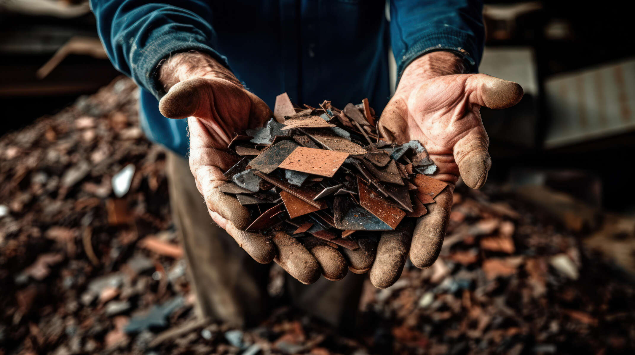 Für das Recycling gesammelte Kupferkabel