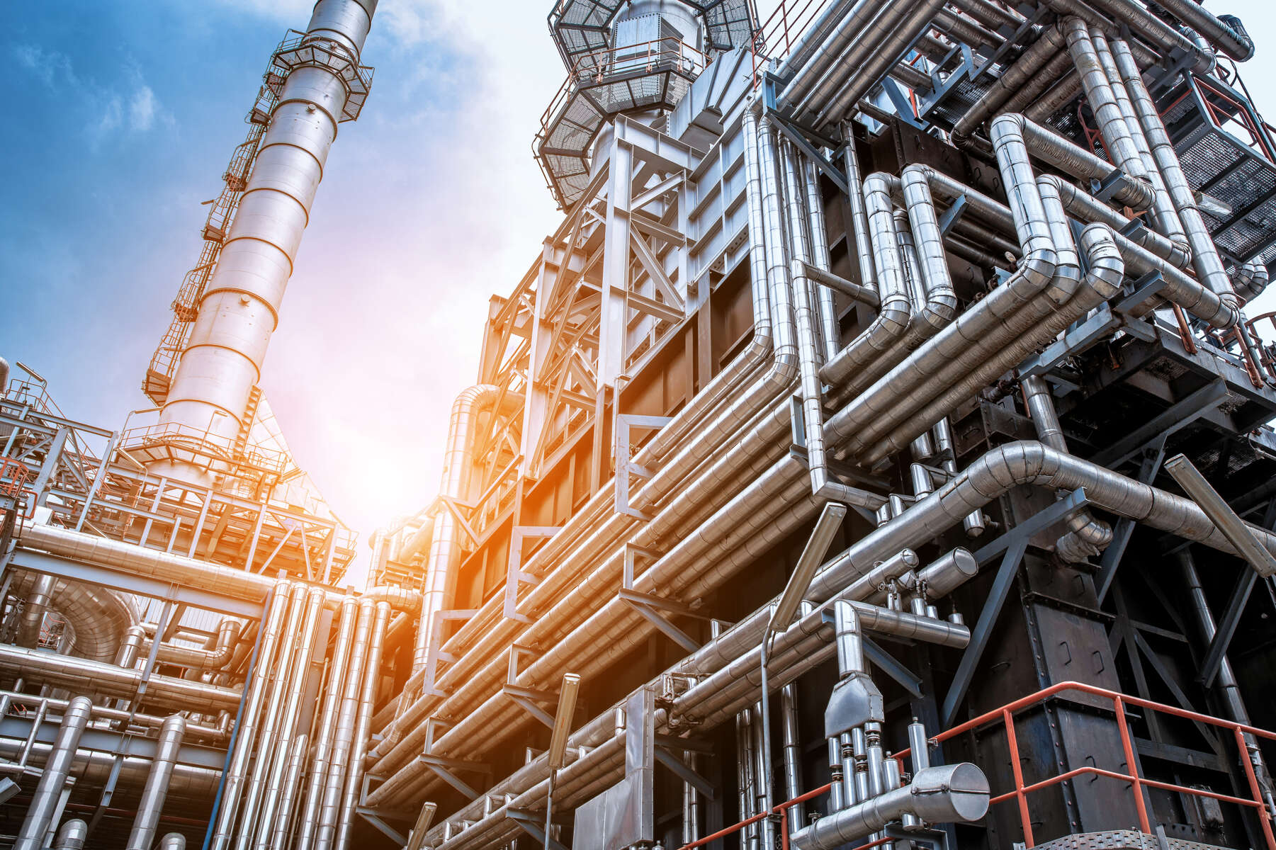 A chemical and petrochemical plant at sunrise