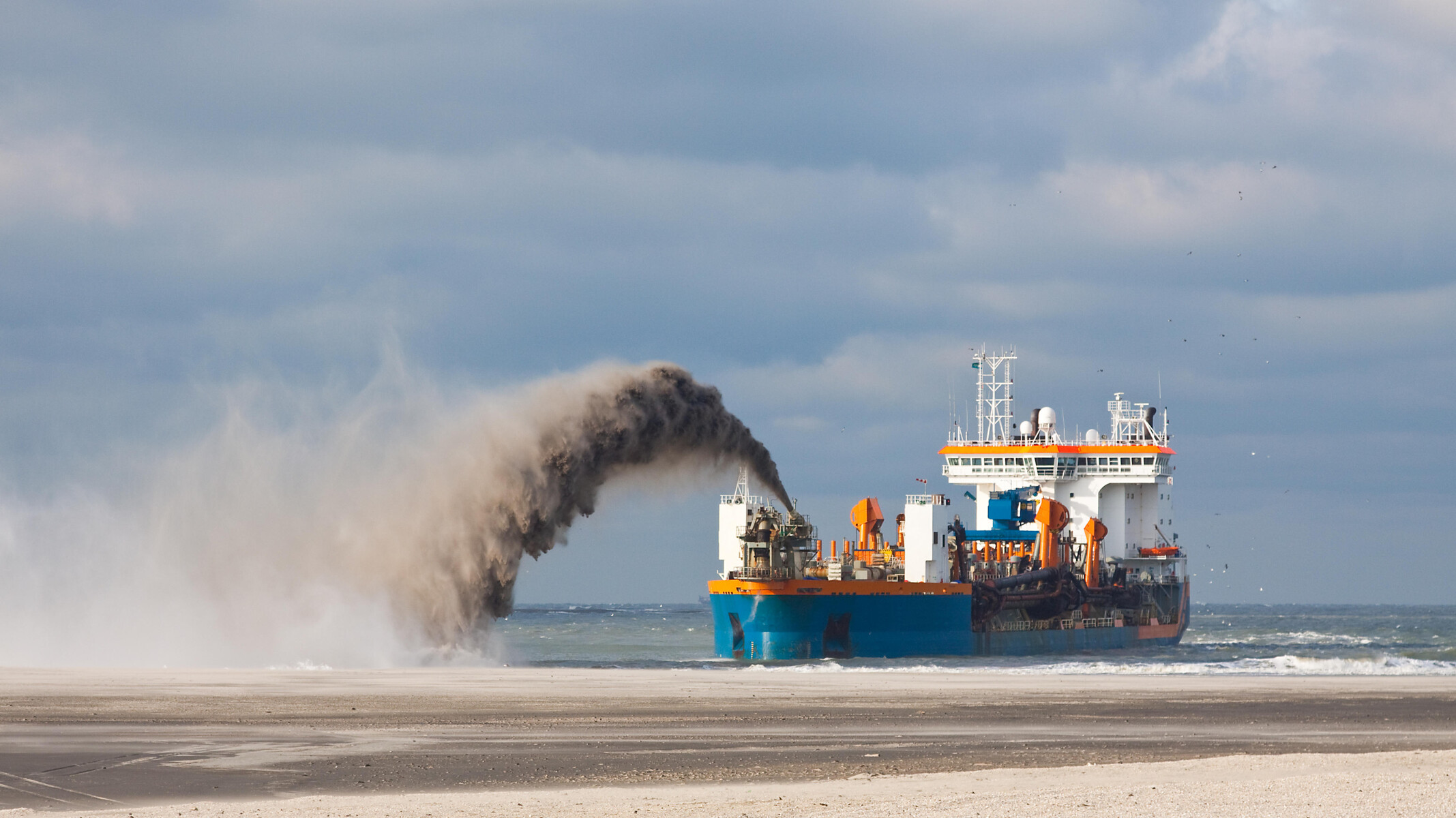 Dredger in operation