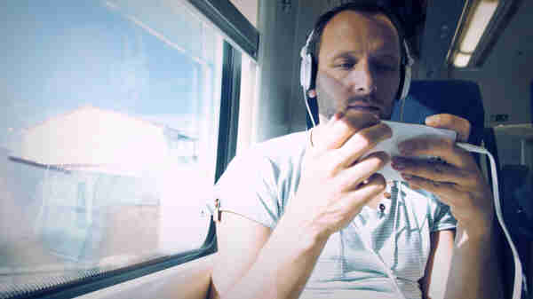 Kai taking the train