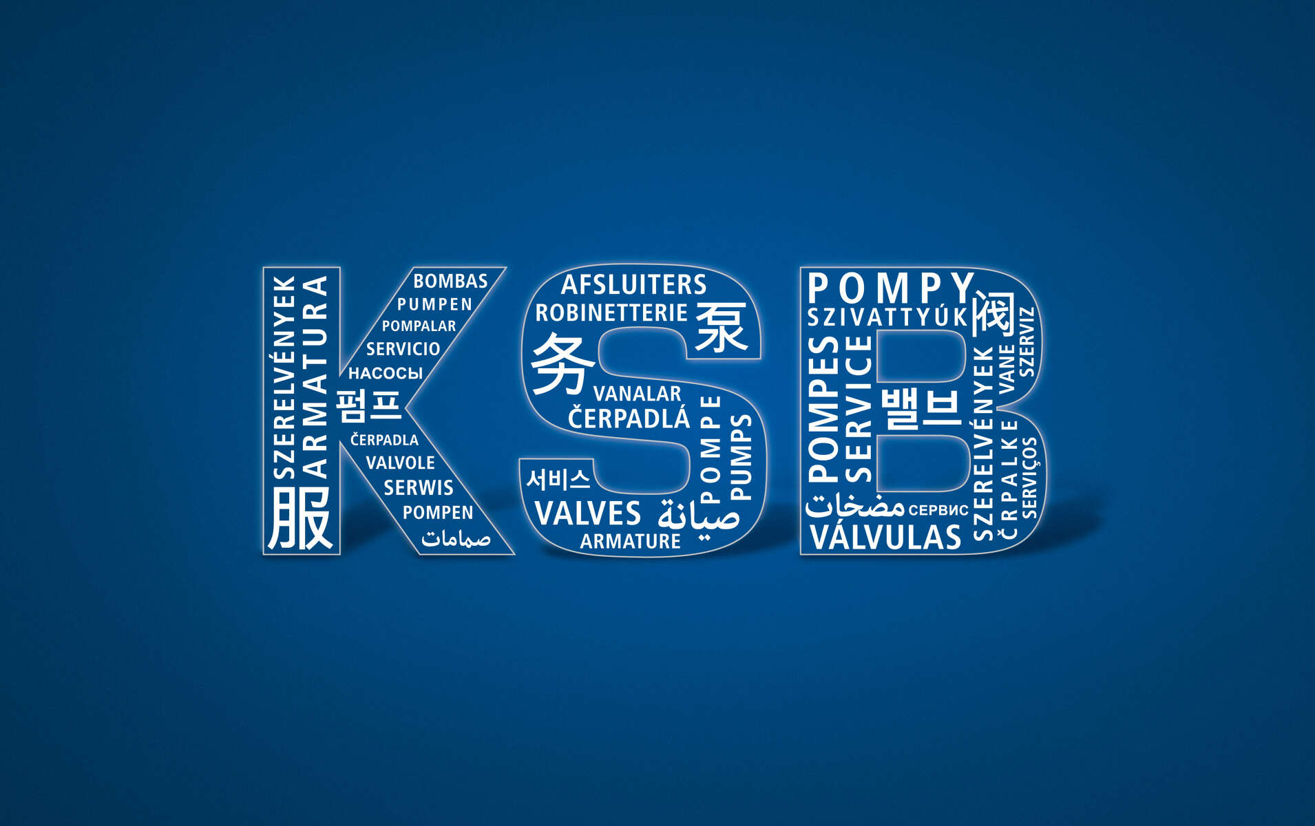 KSB letters on blue background