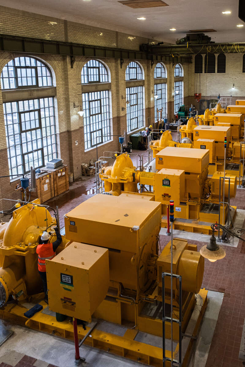 Aufgrund des Einbaus in eine bestehende Pumpstation war es wichtig, dass die Abmessungen der zu liefernden Pumpentechnik mit den Abmessungen und Abständen im Gebäude übereinstimmten. Pumpen in der Pumpstation Atwater