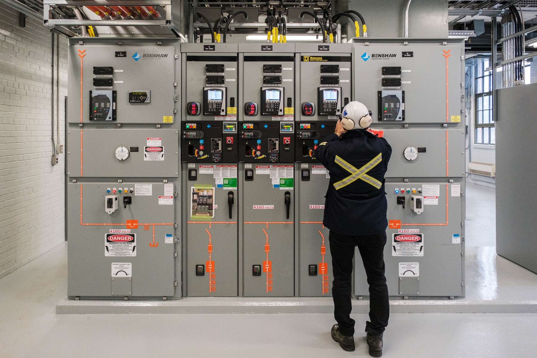 Control units of the motor control system and excitation boards at the Atwater pumping station Motor control system and excitation boards