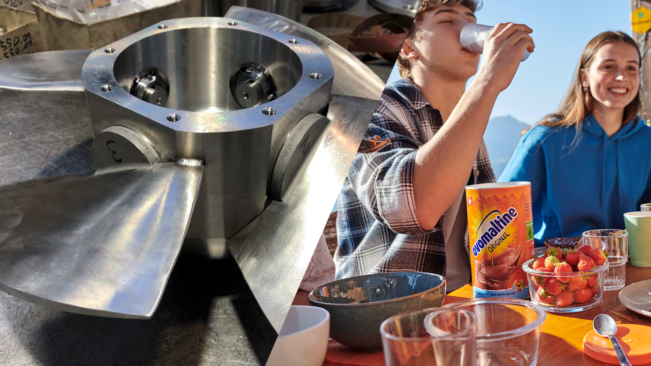 The fully assembled impeller, fresh from the 3D metal printer for manufacturing Ovomaltine®)