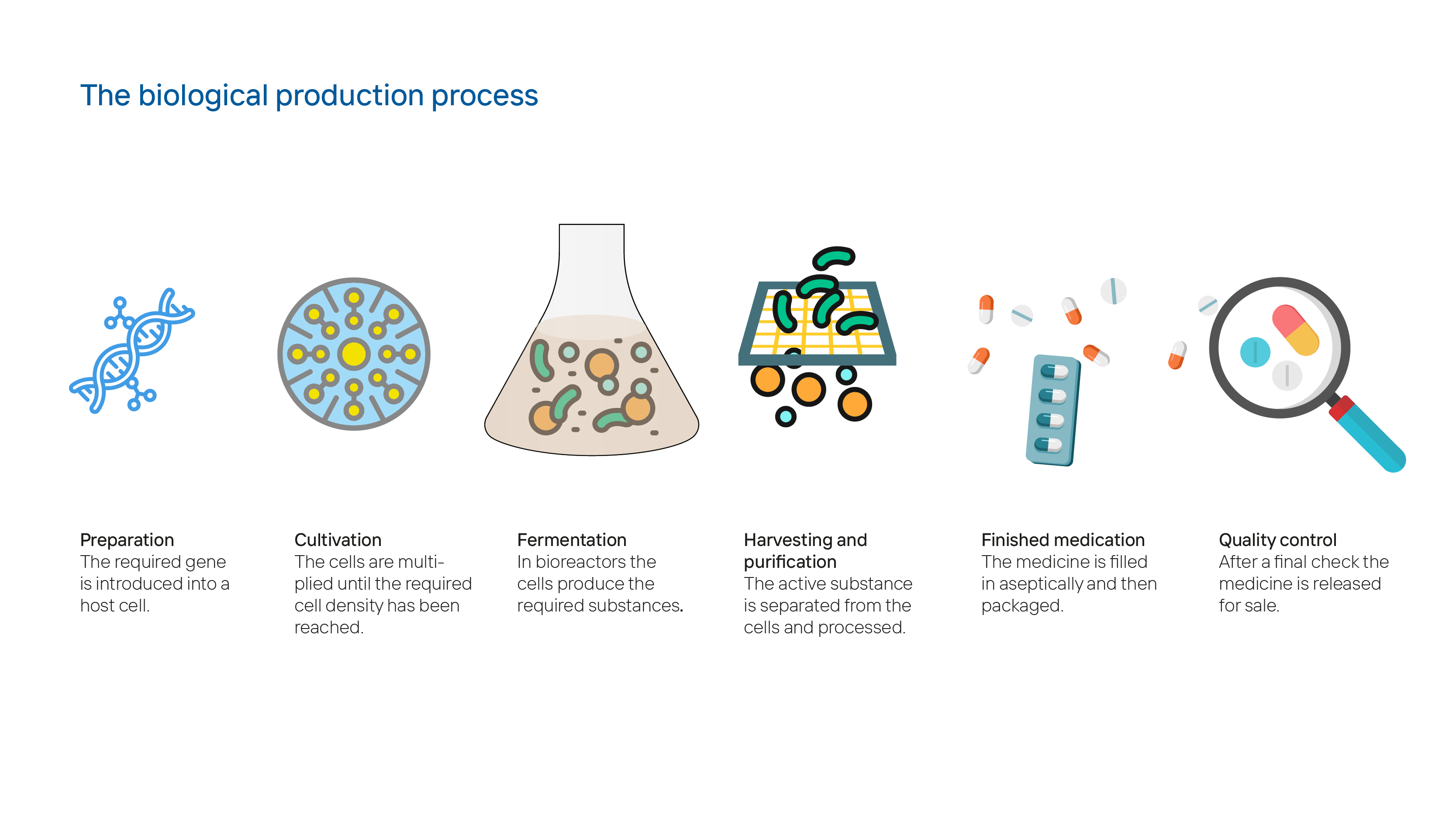 Infographic showing the production of biologics