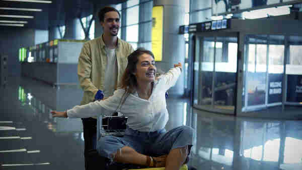 Ute and Klaus at the airport