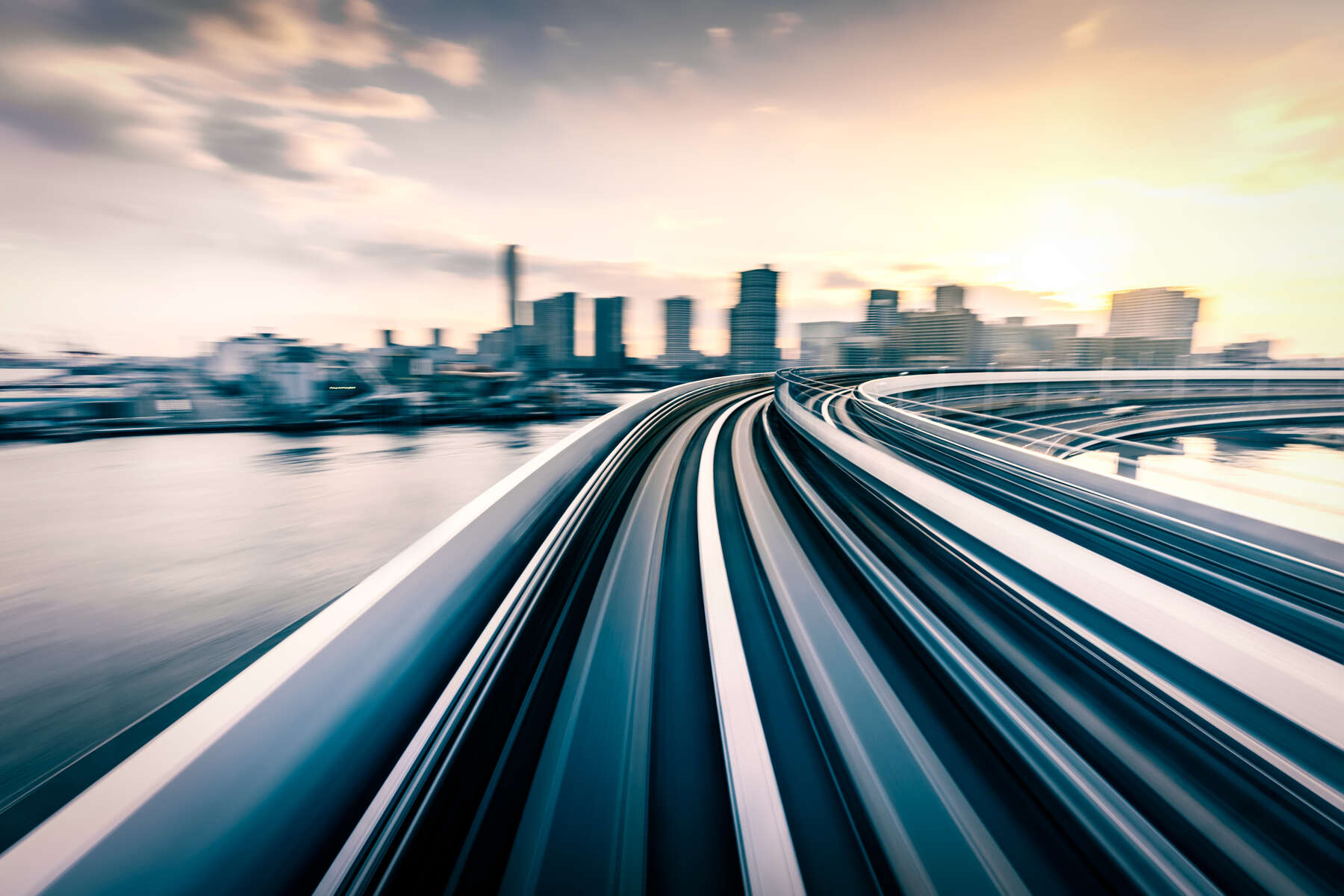 City skyline with motion blur
