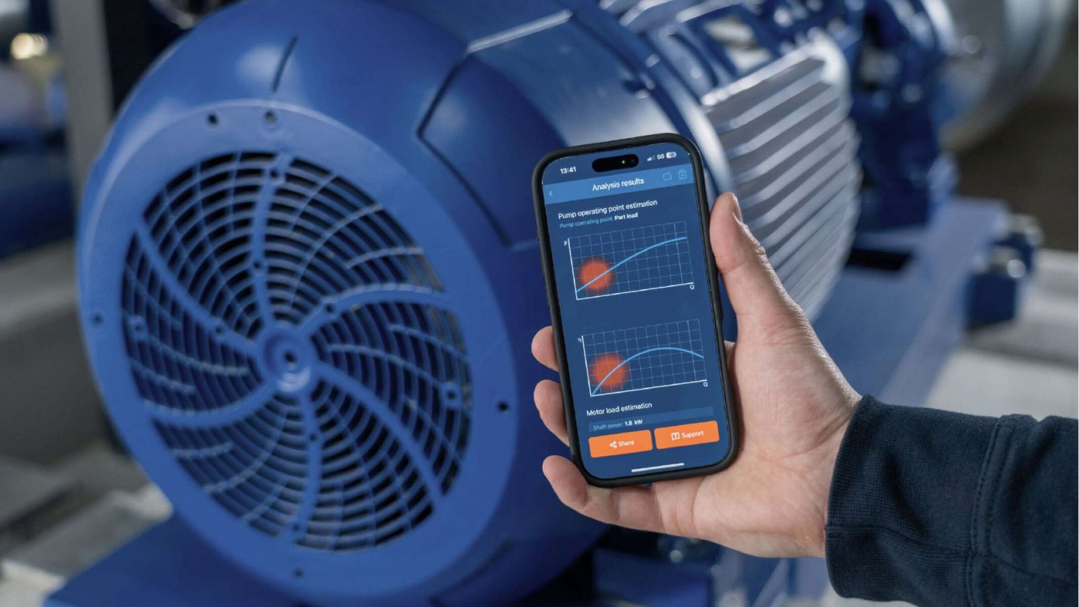 Überprüfung der Energieeffizienz einer Pumpe mit der KSB Sonolyzer-App.
