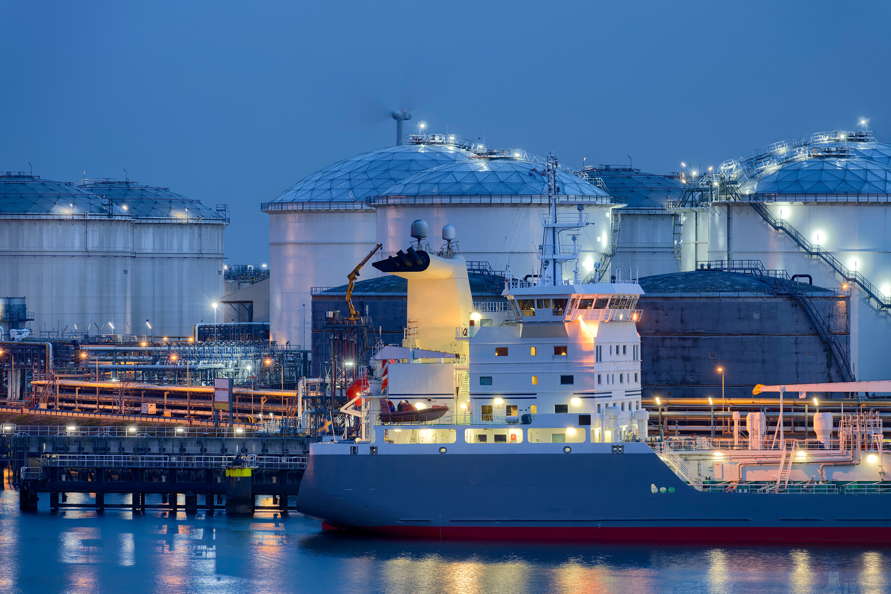 Oil tanker in a port