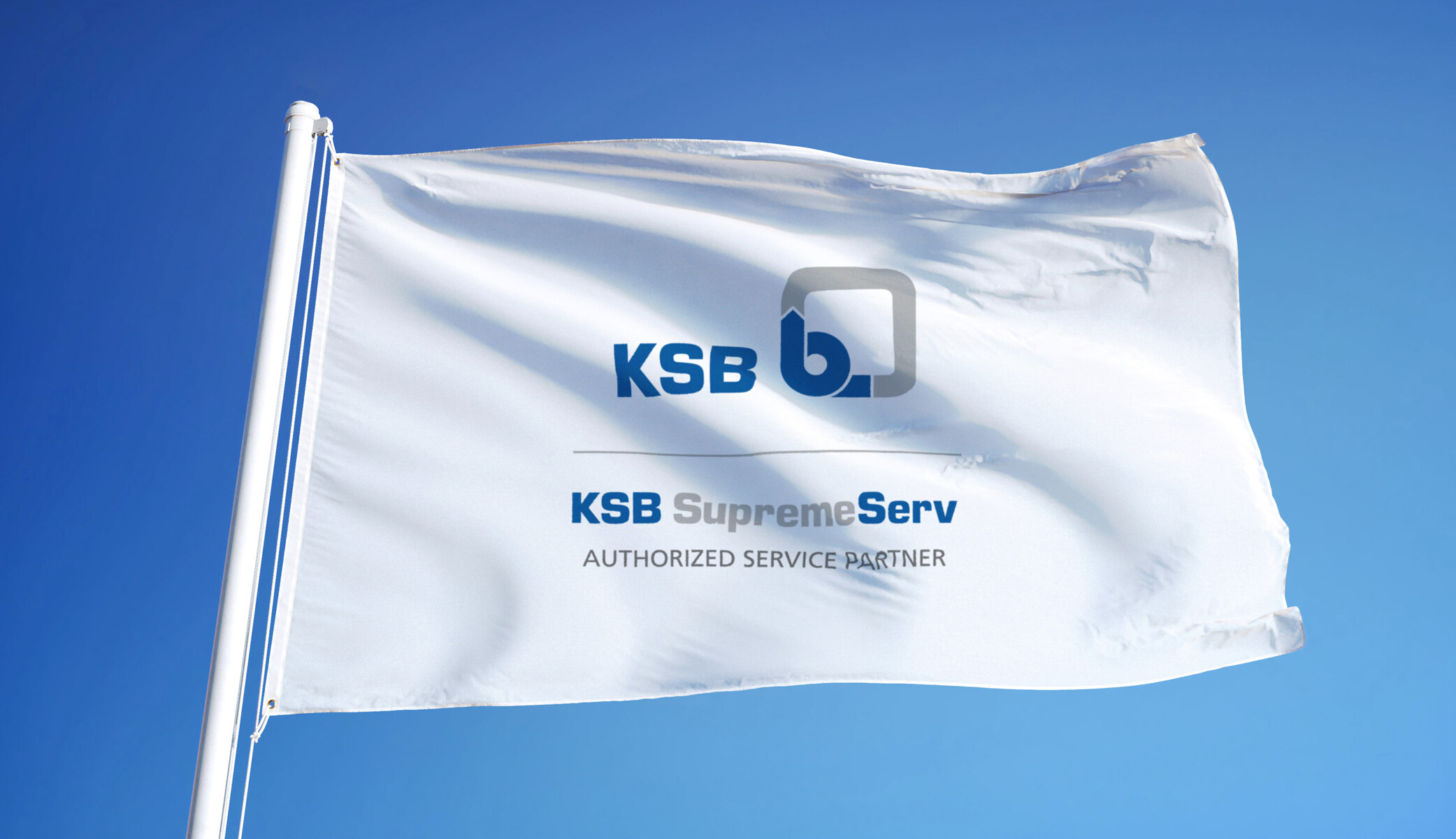 Flag with the branding of KSB’s authorised service partners