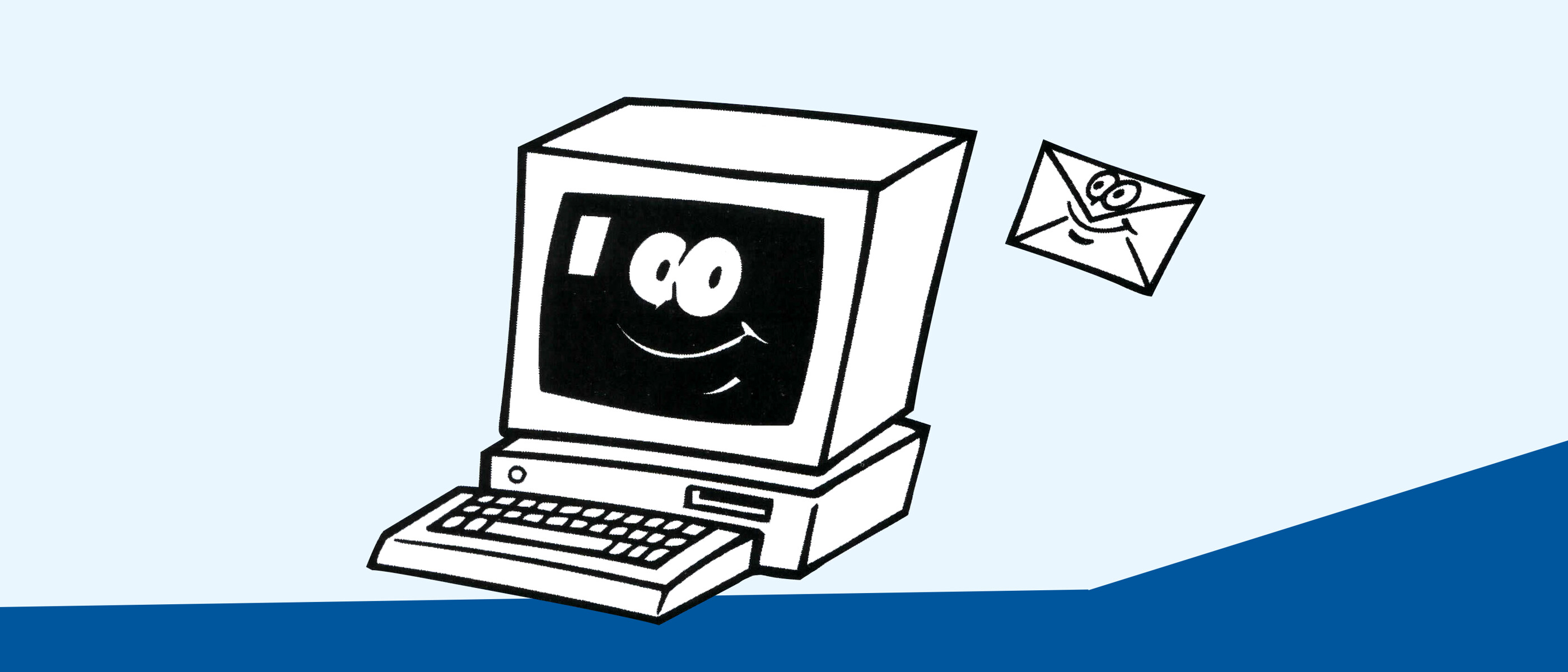 Illustration showing the use of e-mail published in the staff magazine in 1996