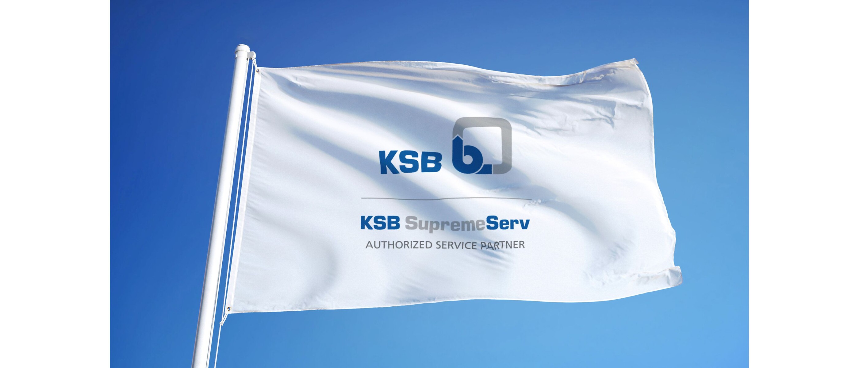 Valtuutetun KSB-huoltokumppanin lippu, jossa on tuotemerkki