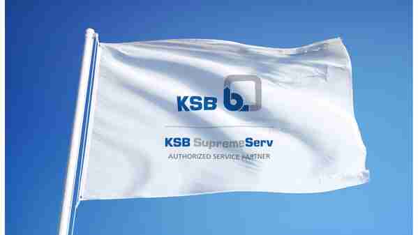 Flag with the branding of KSB’s authorised service partners