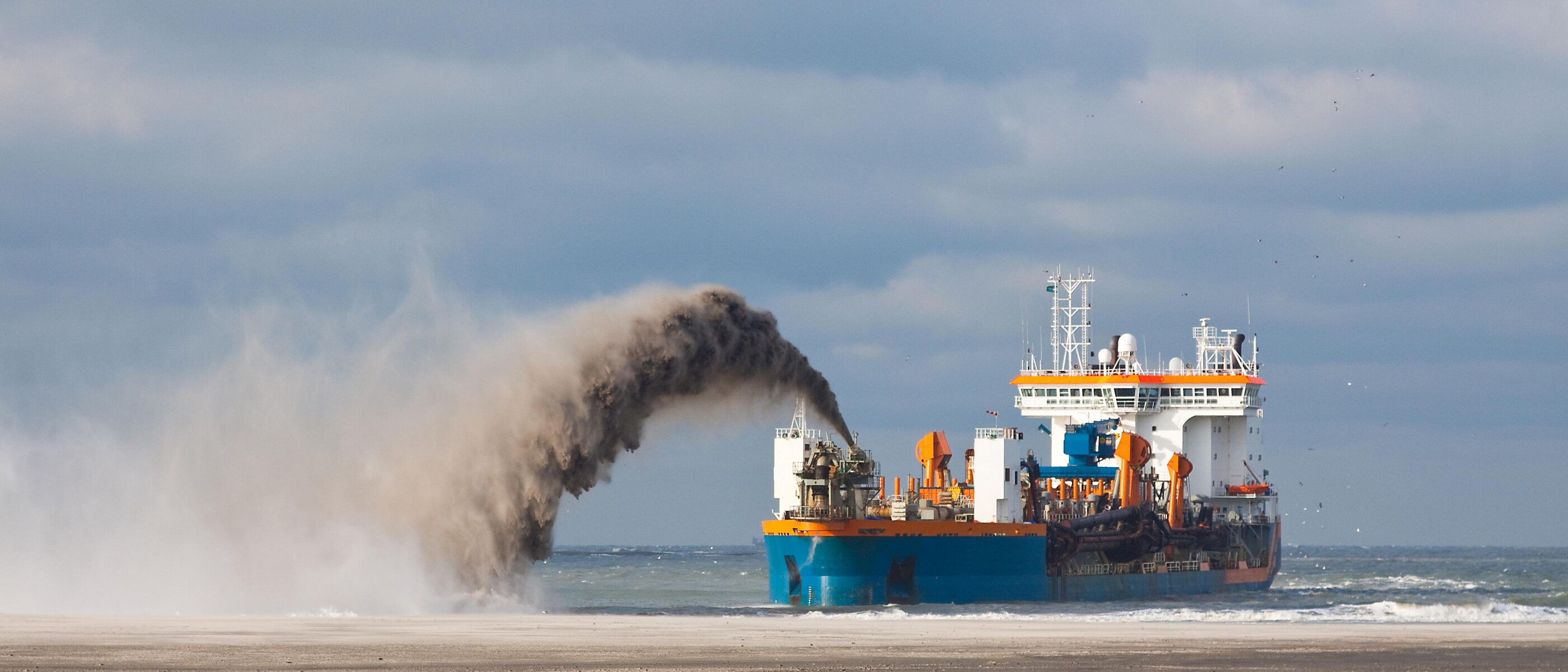 Dredger in operation