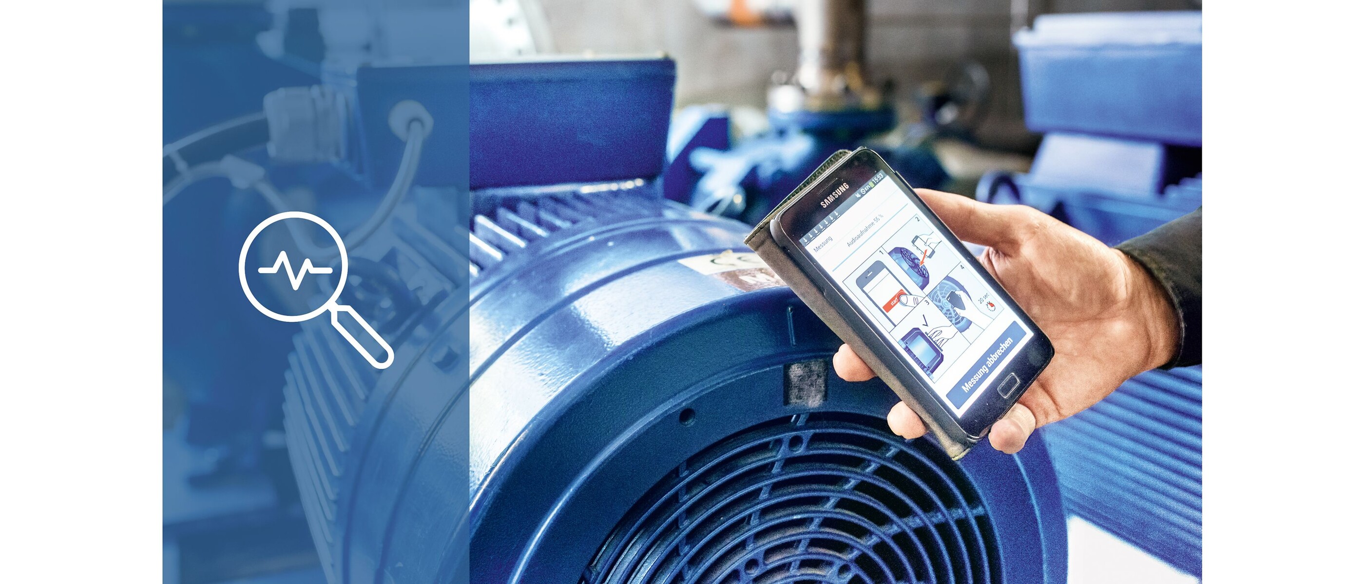 Messung des Lüftergeräuschs eines Asynchronmotors mit der KSB Sonolyzer App